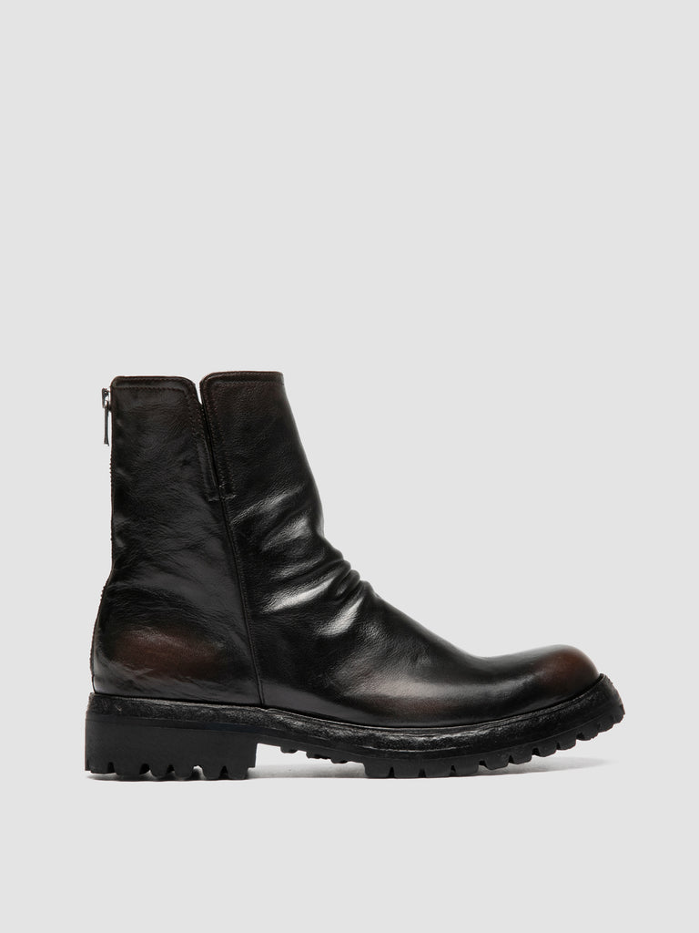 LORAINE 032 - Brown Leather Zip Boots