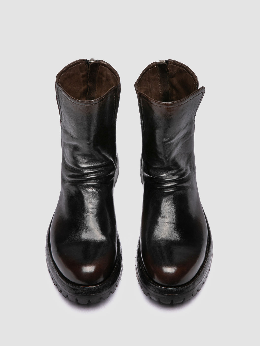 LORAINE 032 - Brown Leather Zip Boots - image 2,side view