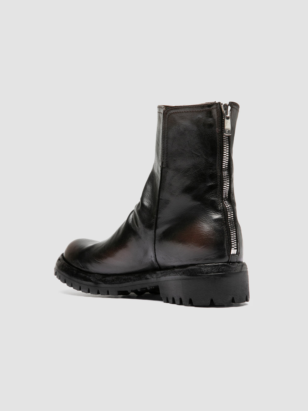 LORAINE 032 - Brown Leather Zip Boots - image 4,side view