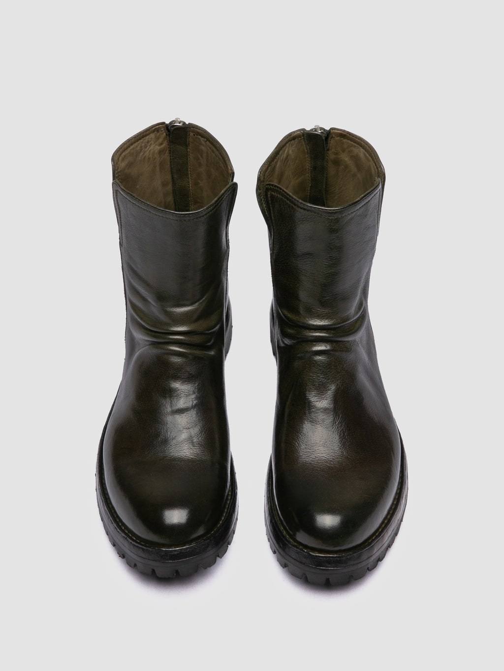 LORAINE 032 - Green Leather Zip Boots - image 2,side view