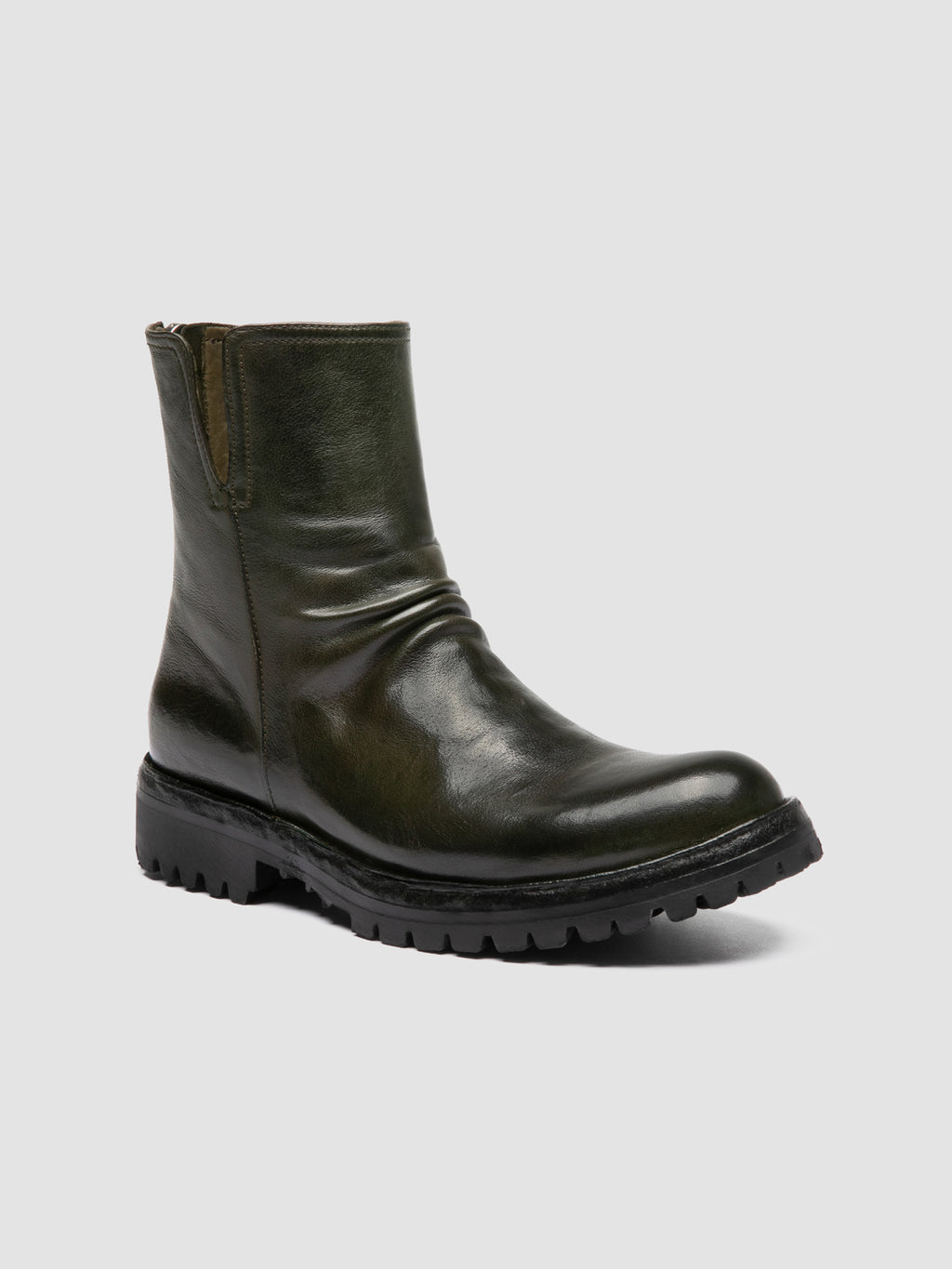 LORAINE 032 - Green Leather Zip Boots - image 3,side view