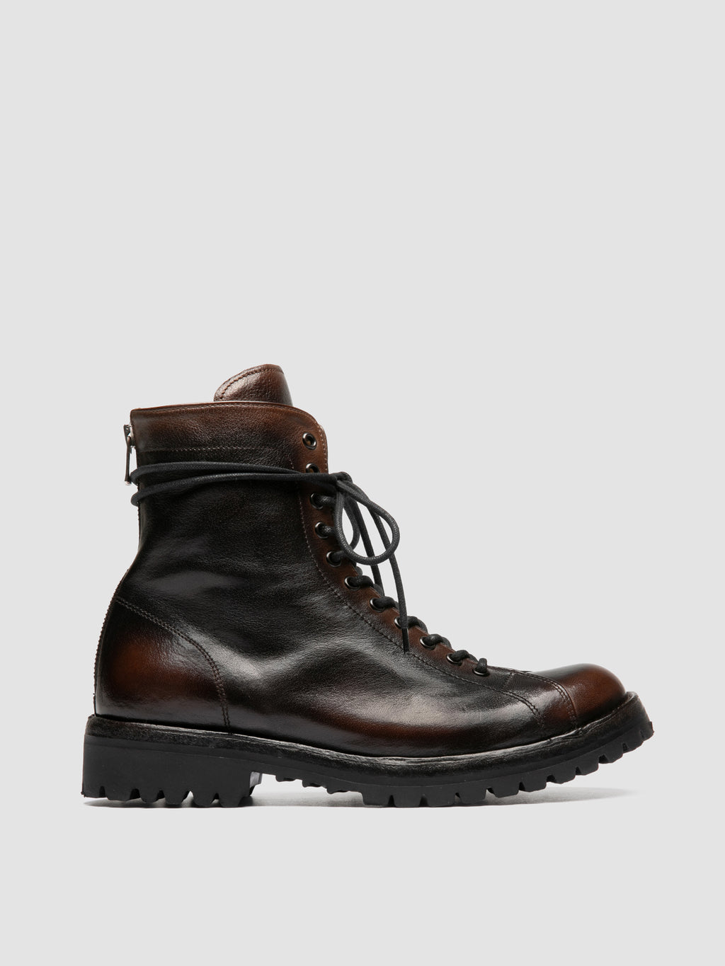 LORAINE 033 - Brown Leather Zip Boots - image 1,side view
