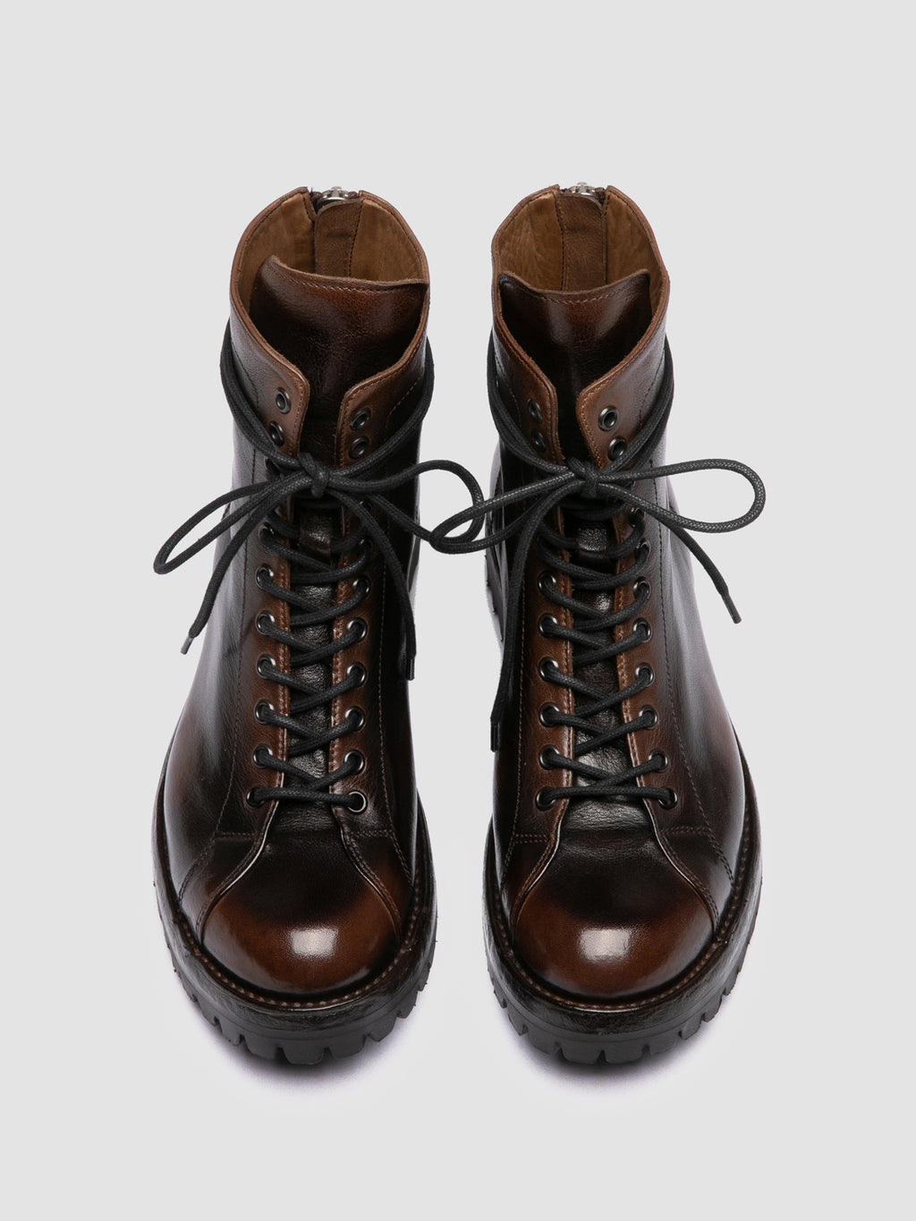 LORAINE 033 - Brown Leather Zip Boots - image 2,side view