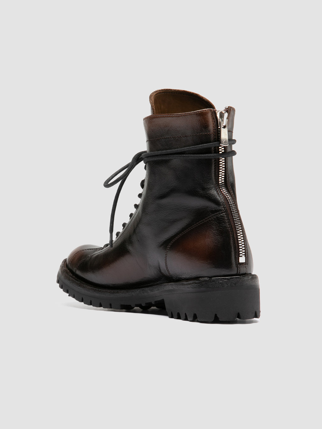 LORAINE 033 - Brown Leather Zip Boots - image 4,side view