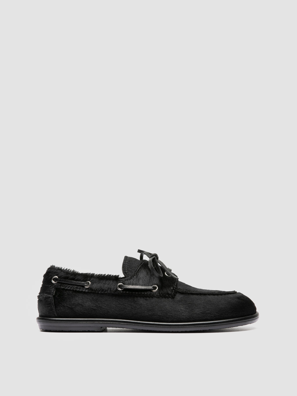 LOVE 101 - Black Leather Boat Shoes - image 1,side view