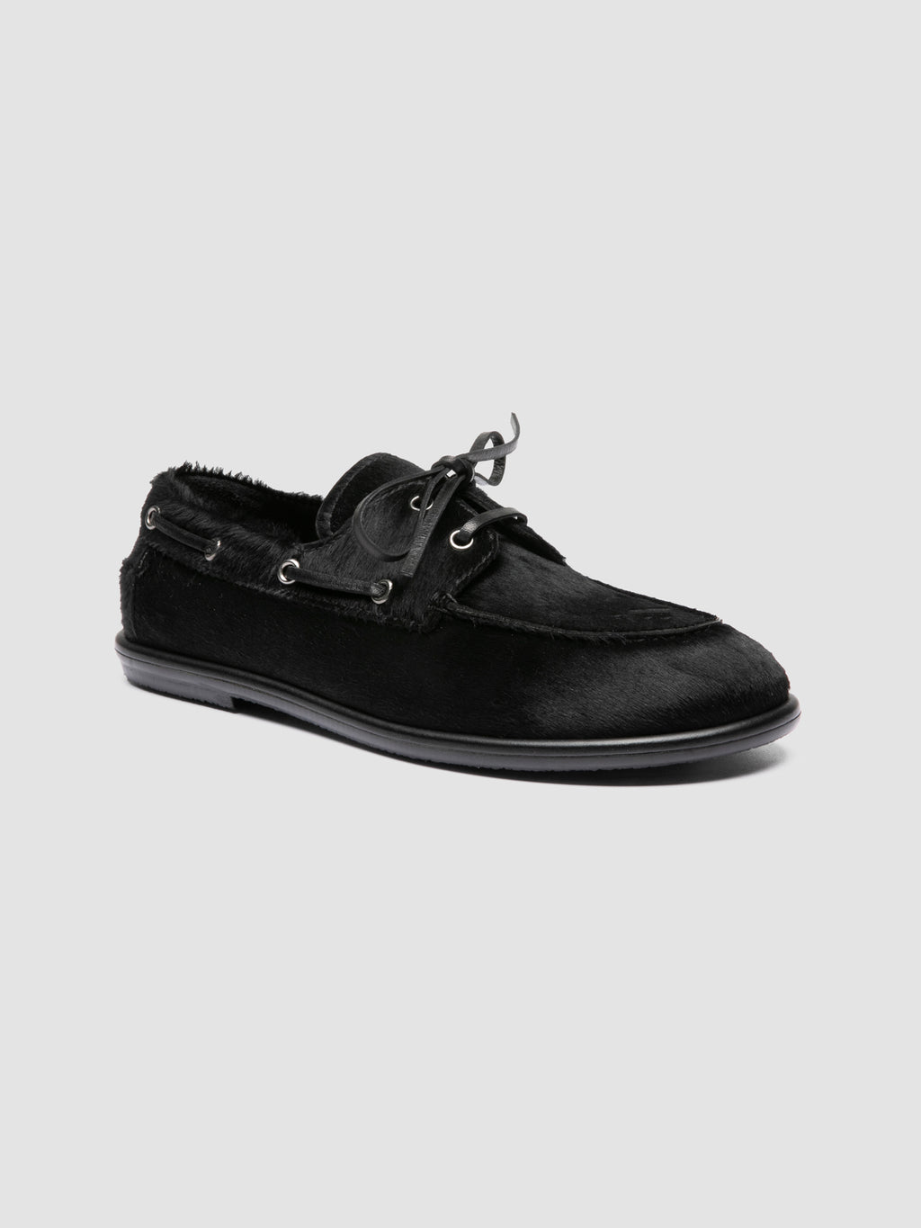 LOVE 101 - Black Leather Boat Shoes - image 3,side view