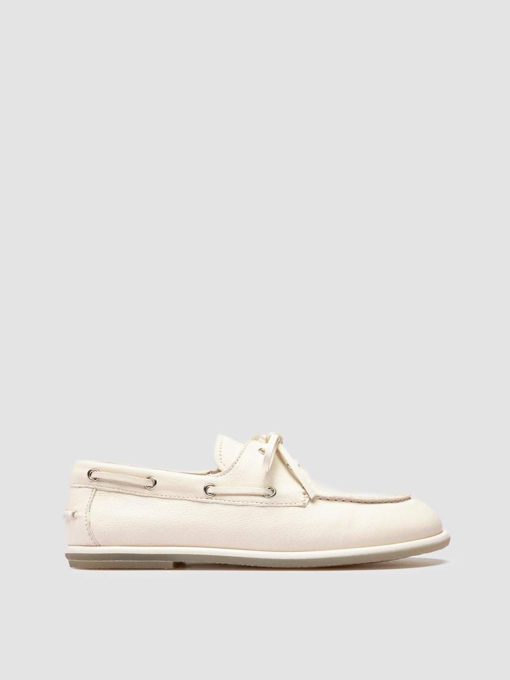 LOVE 101 - White Leather Boat Shoes - image 1,side view