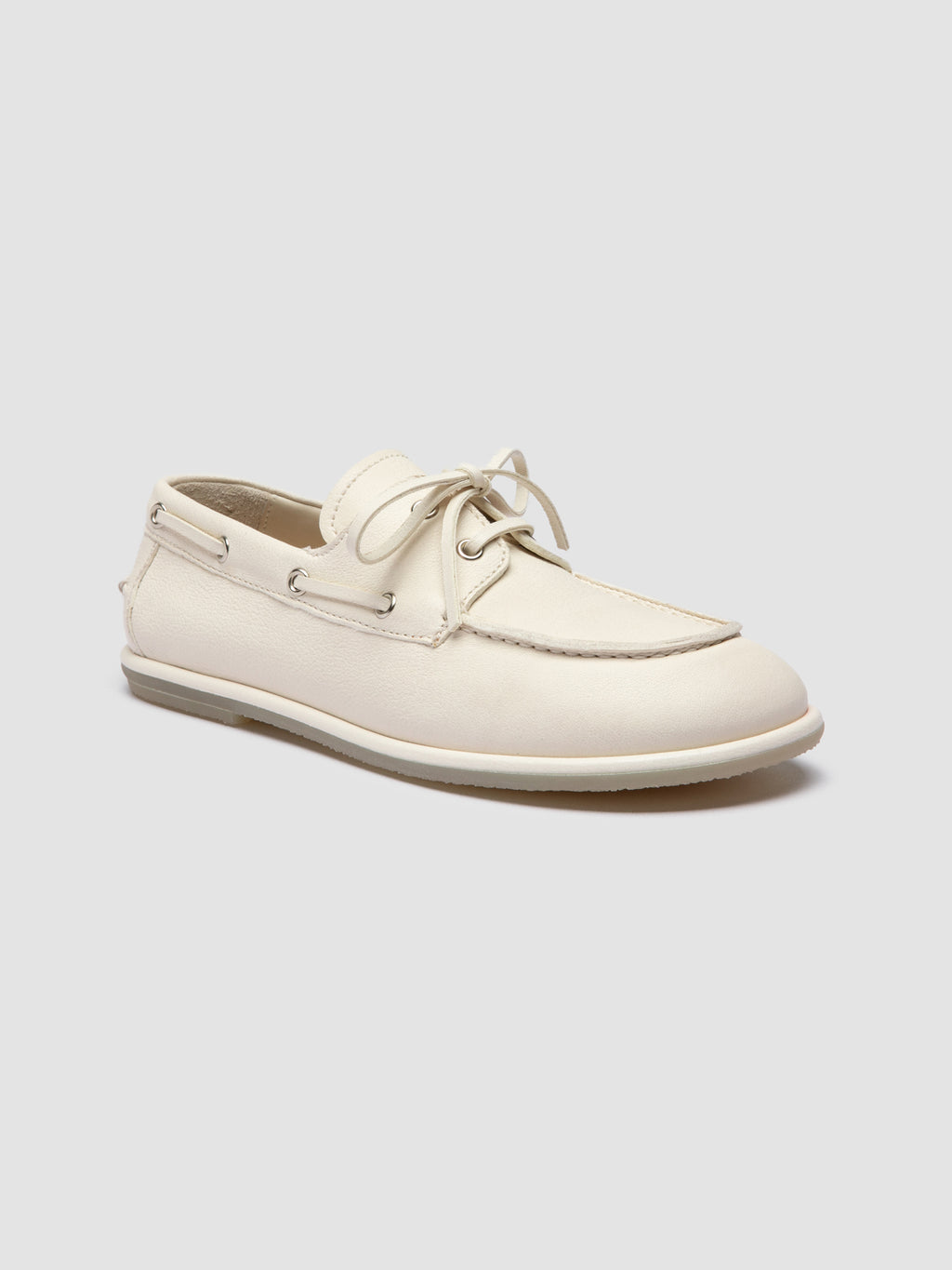 LOVE 101 - White Leather Boat Shoes - image 3,side view
