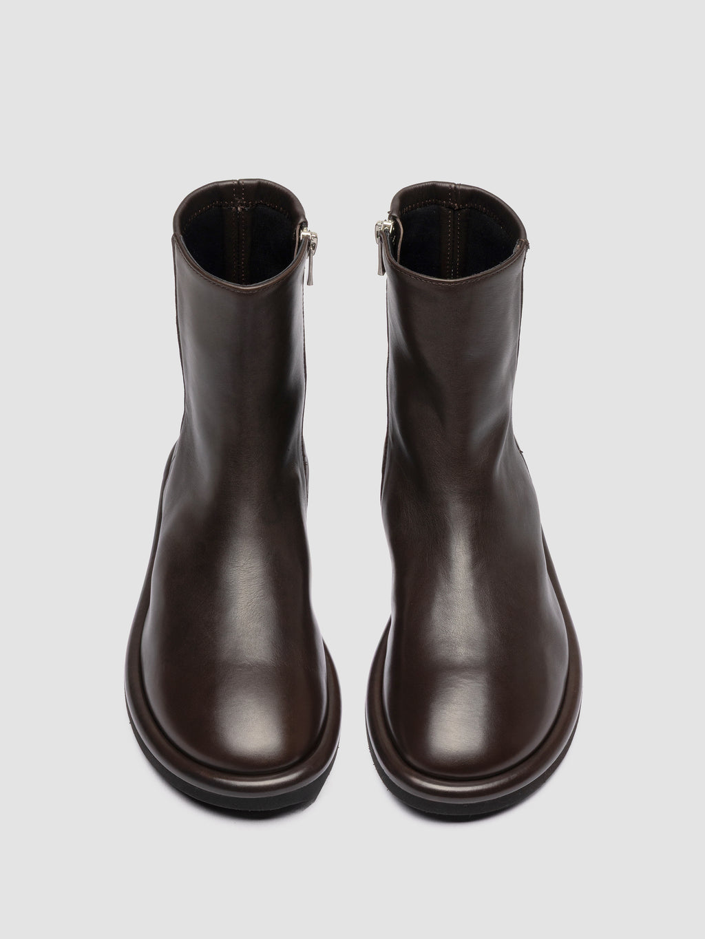 MARJORY 106 - Brown Leather Zipped Boots - image 2,side view