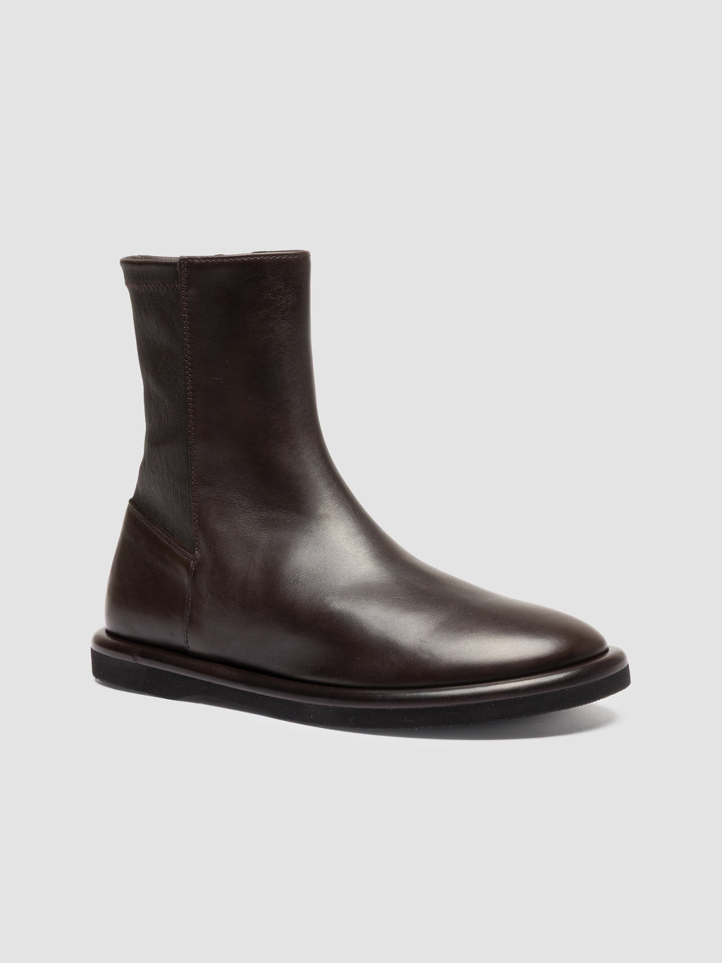 MARJORY 106 - Brown Leather Zipped Boots - image 3,side view
