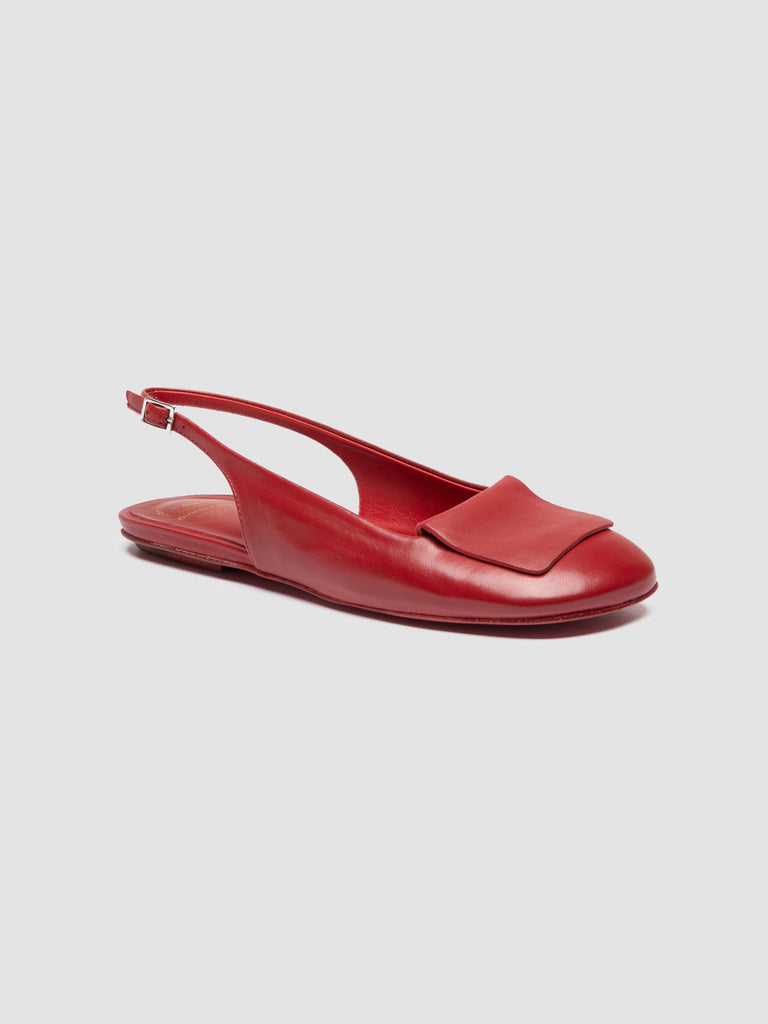 MEREDITH 001 - Red Leather Sling Back Sandals