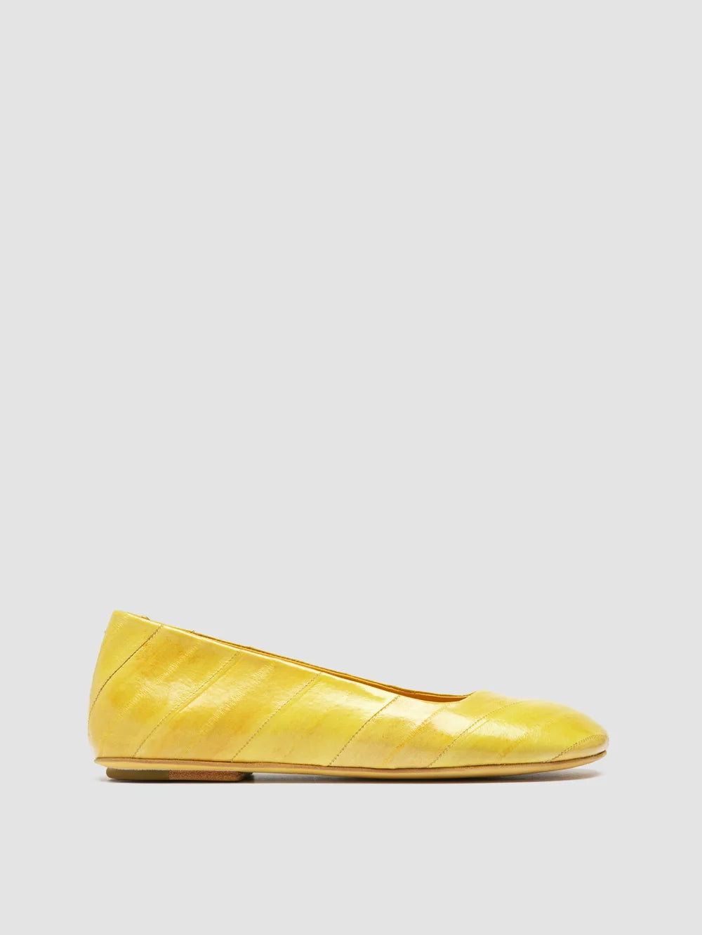 MEREDITH 003 - Yellow Leather Ballerina Shoes - image 1,side view