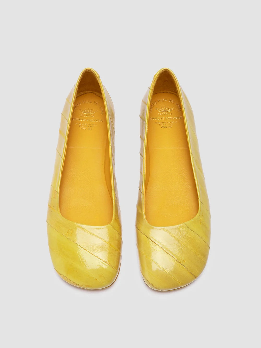 MEREDITH 003 - Yellow Leather Ballerina Shoes - image 2,side view