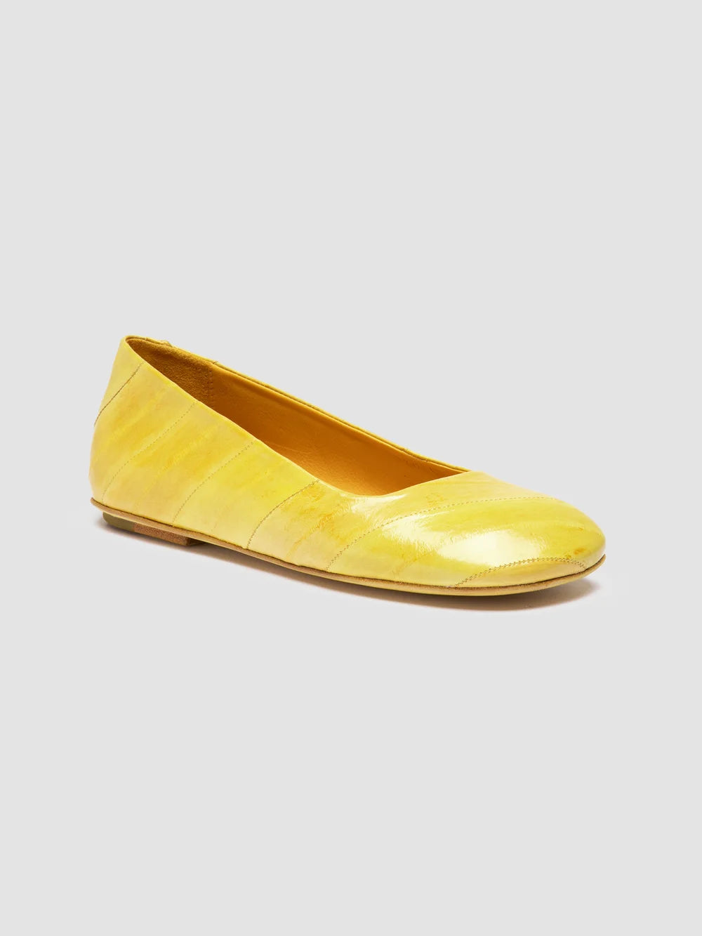 MEREDITH 003 - Yellow Leather Ballerina Shoes - image 3,side view