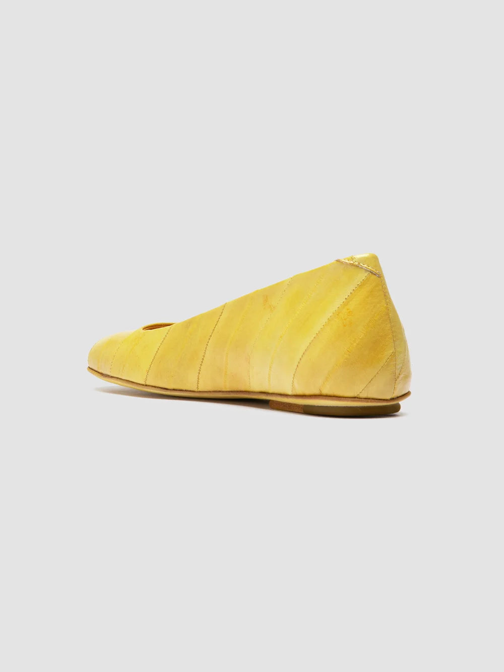MEREDITH 003 - Yellow Leather Ballerina Shoes - image 4,side view