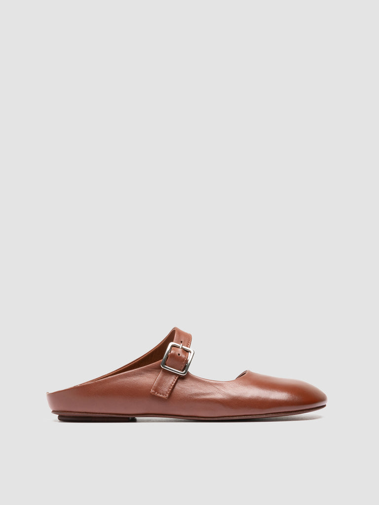 MEREDITH 005 - Brown Leather Mule Sandals
