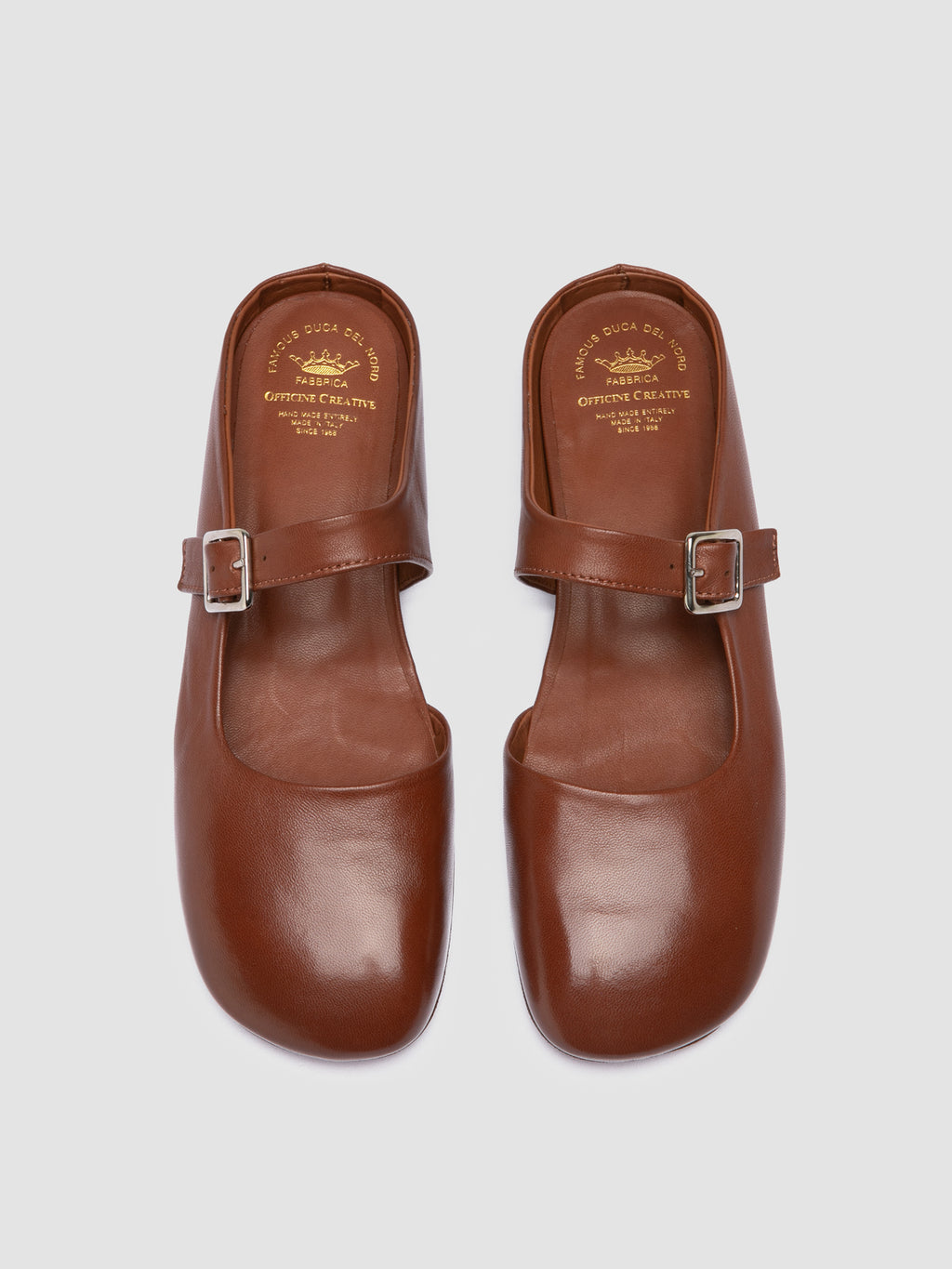 MEREDITH 005 - Brown Leather Mule Sandals - image 2,side view