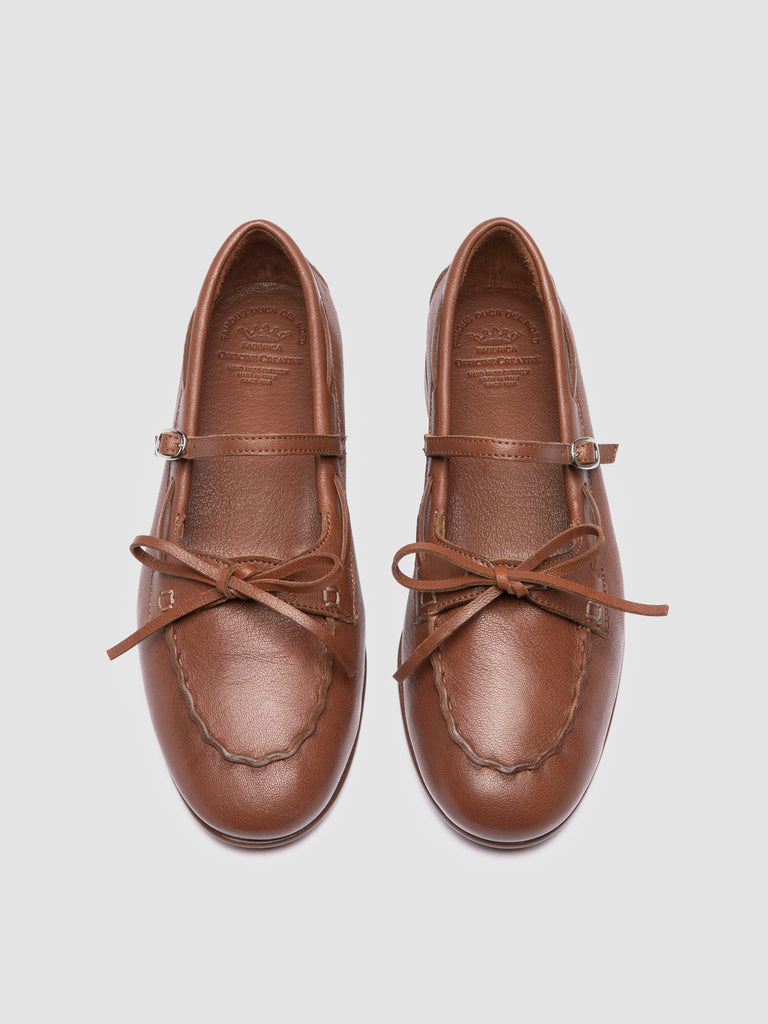 OLIVER 104 - Brown Leather Ballerina Shoes