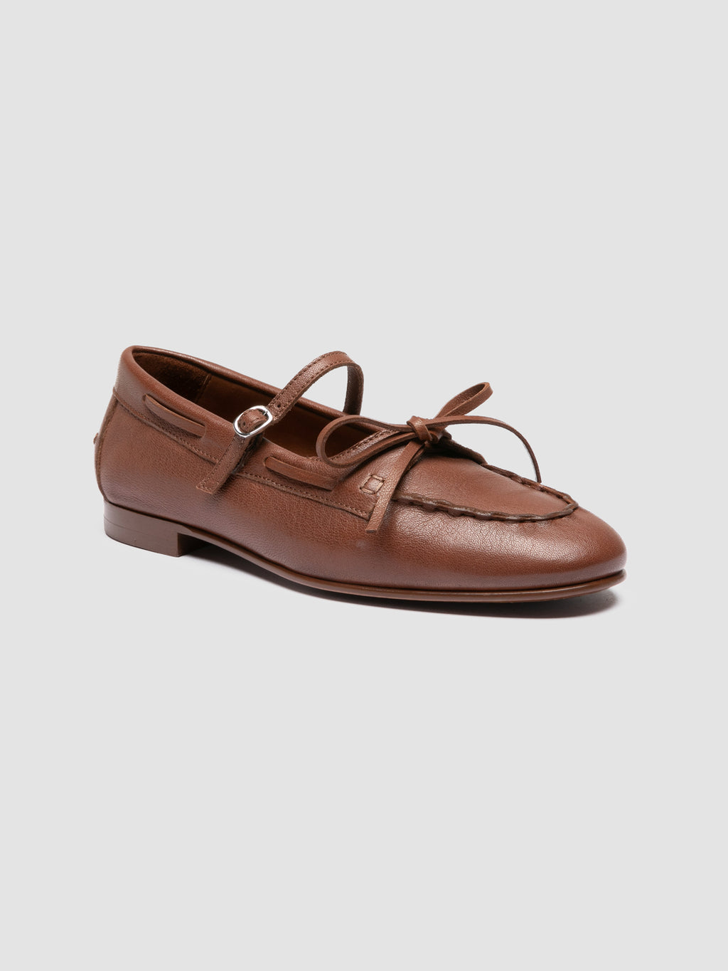 OLIVER 104 - Brown Leather Ballerina Shoes - image 3,side view