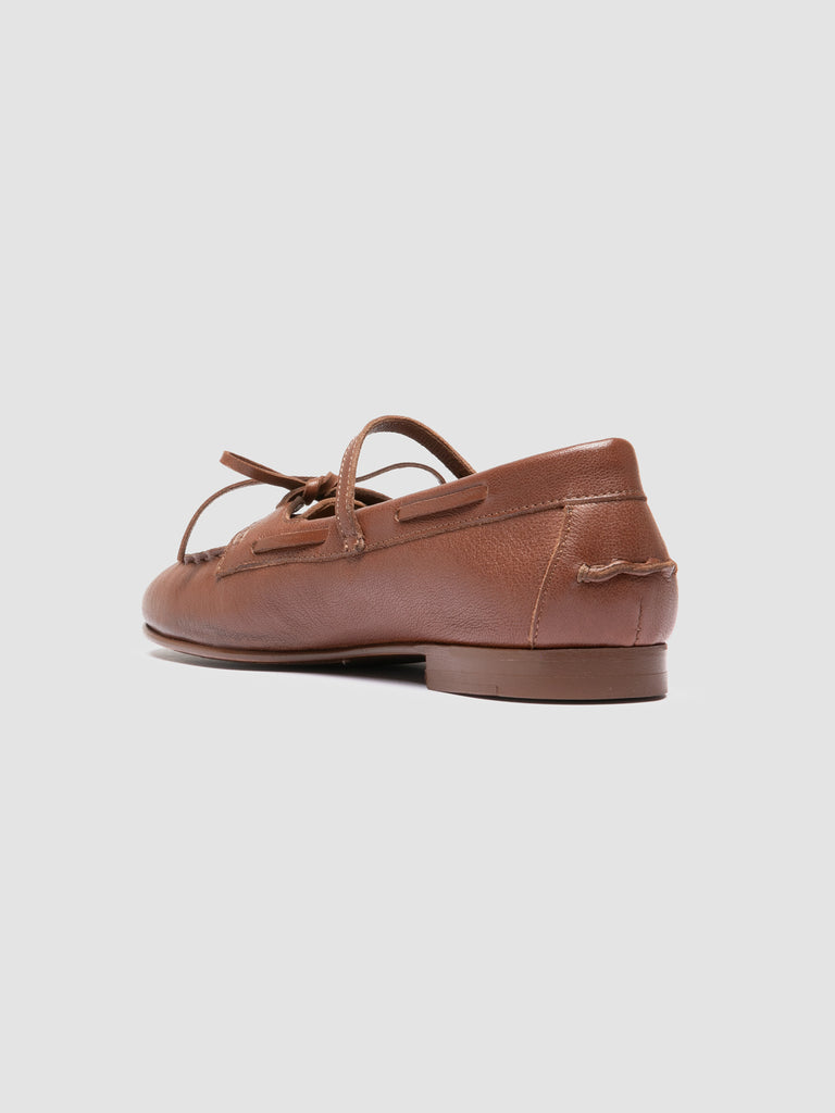 OLIVER 104 - Brown Leather Ballerina Shoes