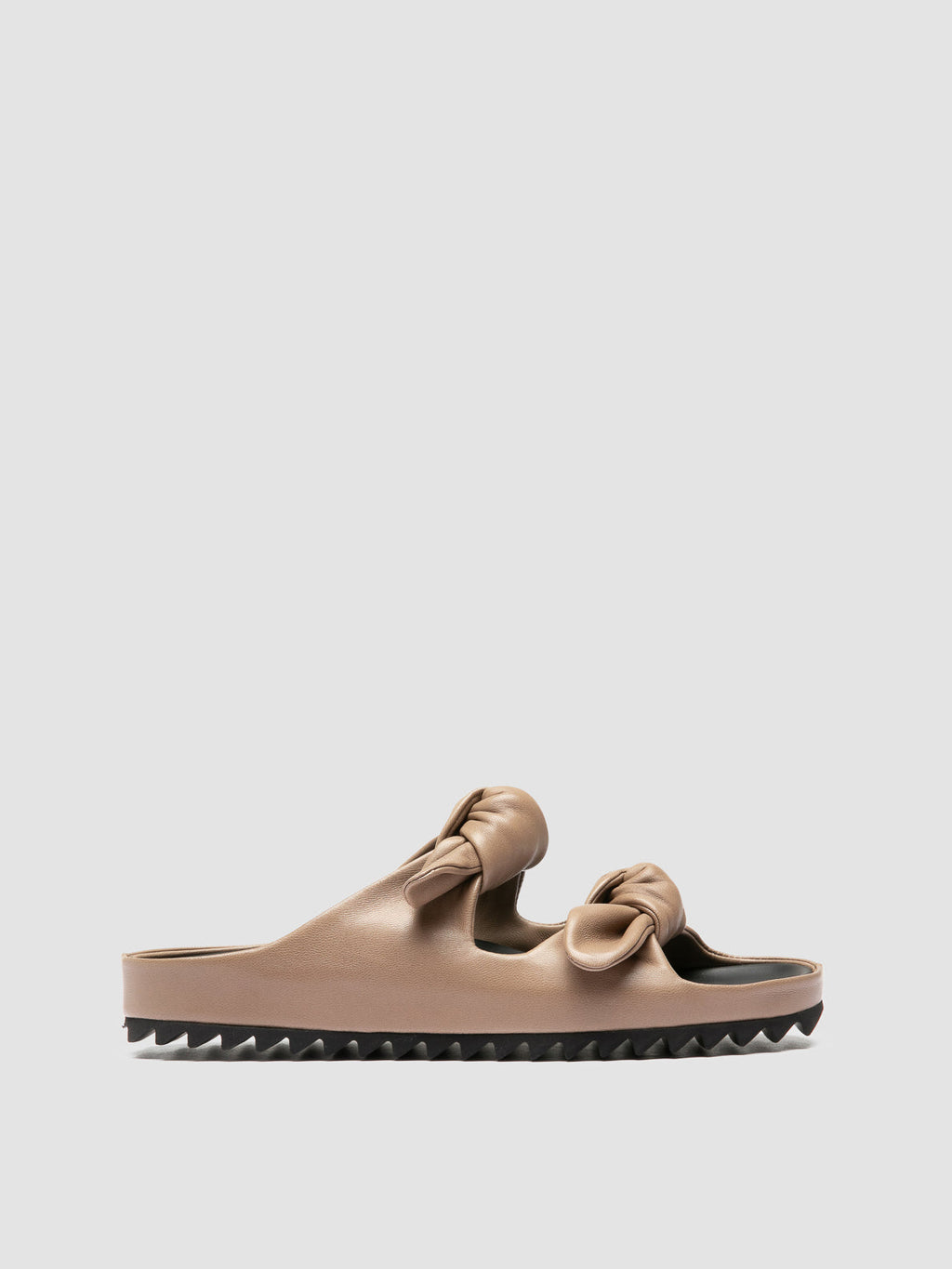 PELAGIE 021 - Taupe Leather Slide Sandals - image 1,side view