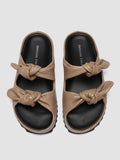 PELAGIE 021 - Taupe Leather Slide Sandals - thumb image 2,side view