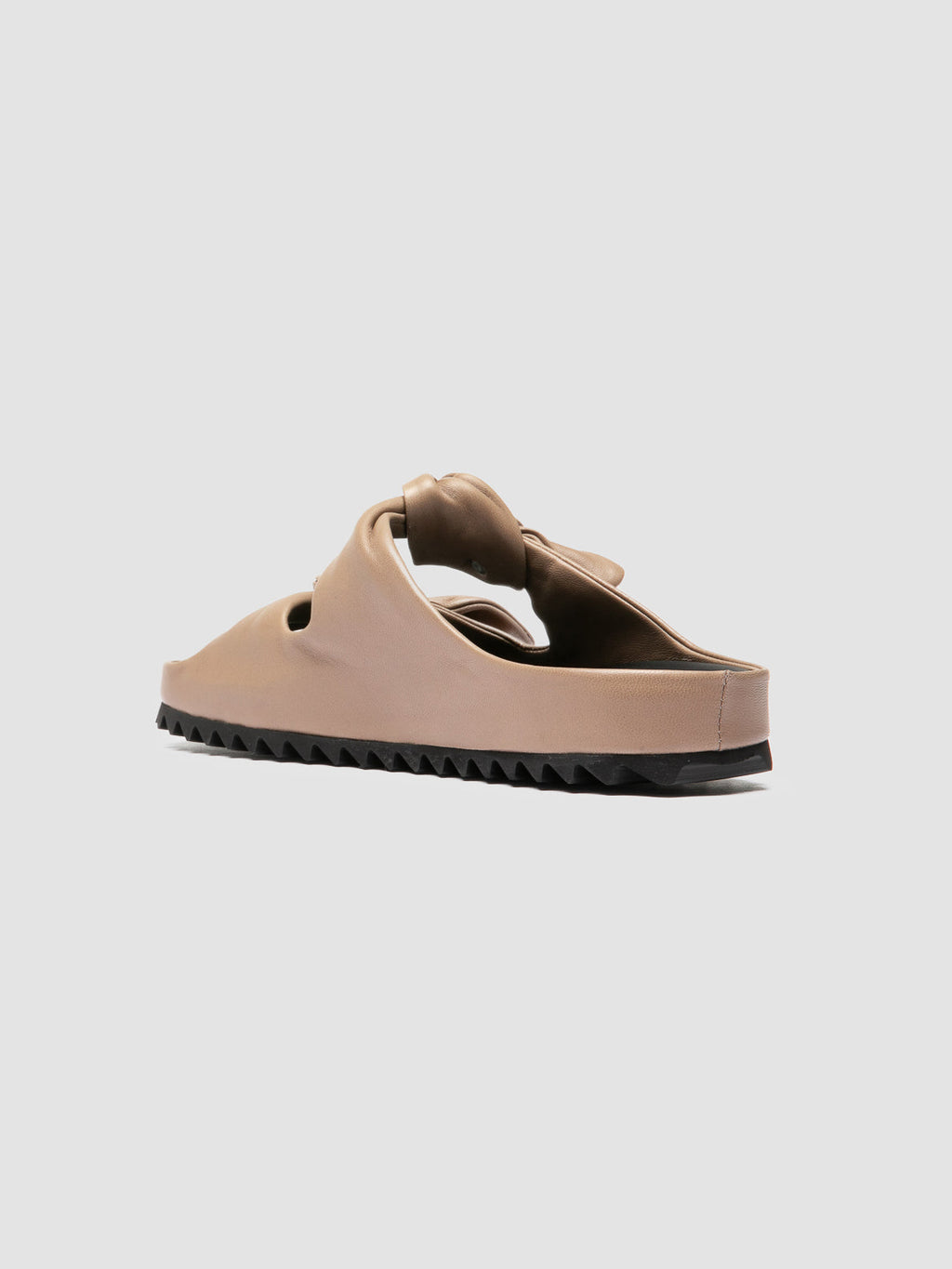 PELAGIE 021 - Taupe Leather Slide Sandals - image 4,side view