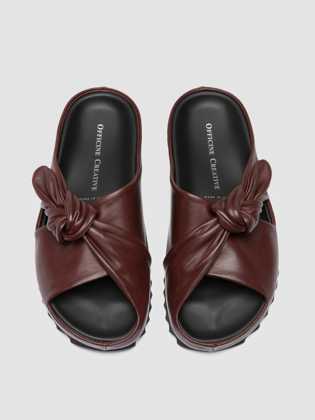 PELAGIE 023 - Burgundy Leather Slide Sandals - image 2,side view