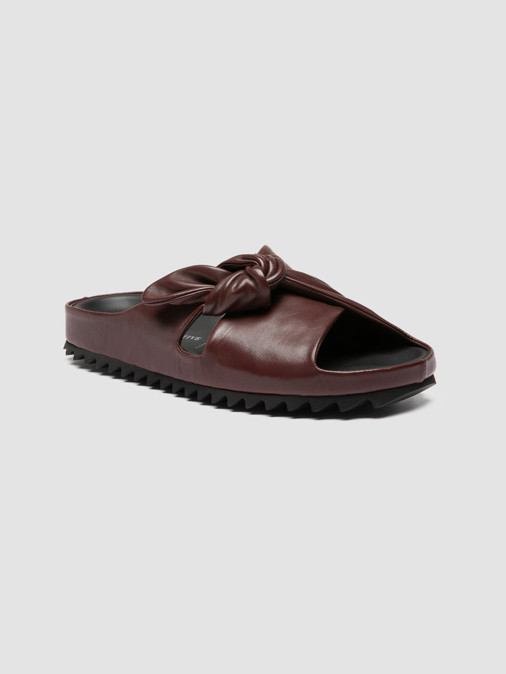 PELAGIE 023 - Burgundy Leather Slide Sandals - image 3,side view