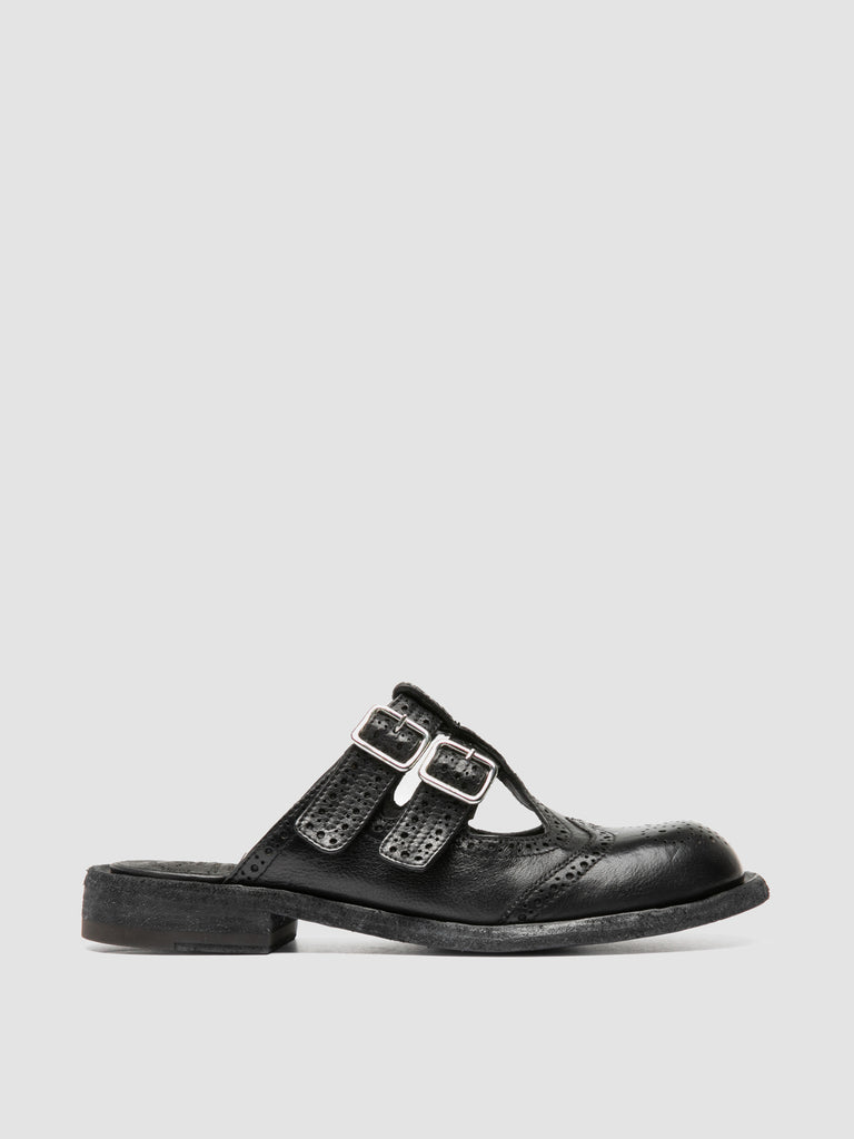 RUGGED 117 - Black Leather Mule Sandals