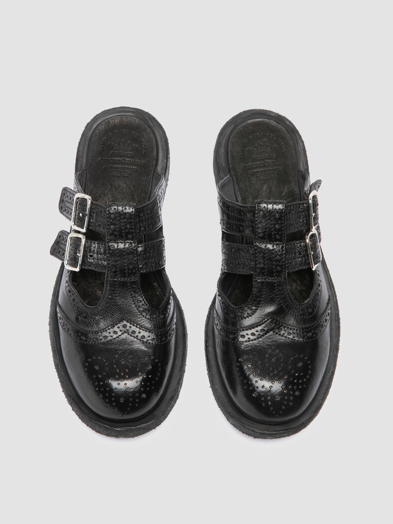 RUGGED 117 - Black Leather Mule Sandals