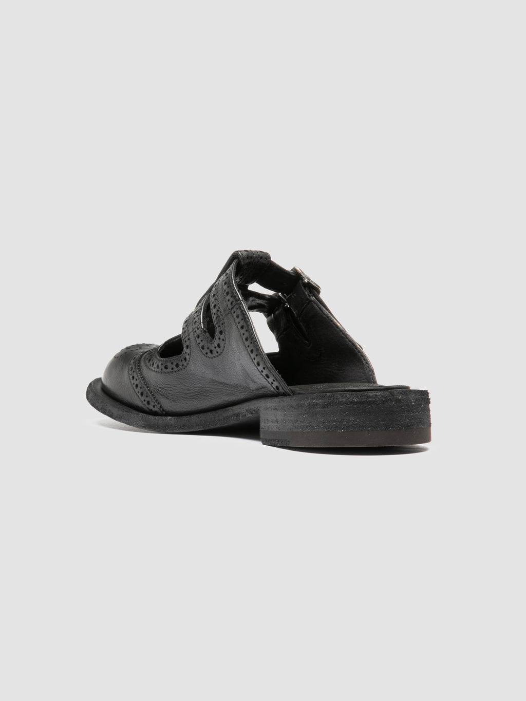 RUGGED 117 - Black Leather Mule Sandals - image 4,side view