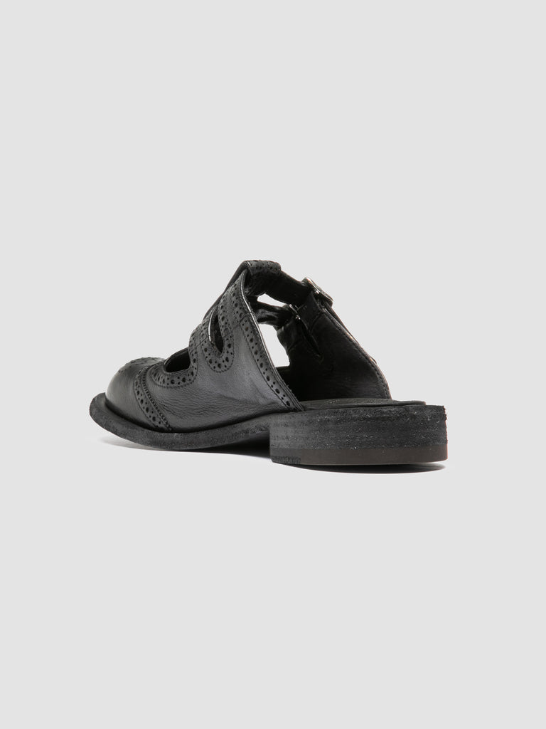 RUGGED 117 - Black Leather Mule Sandals