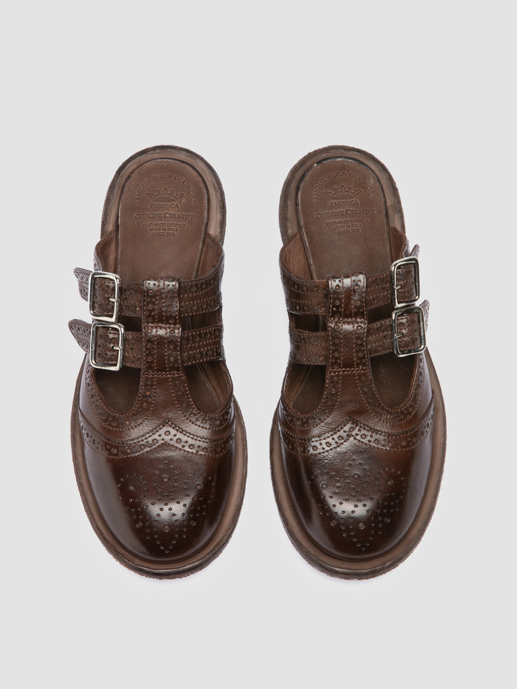 RUGGED 117 - Brown Leather Mule Sandals - image 2,side view
