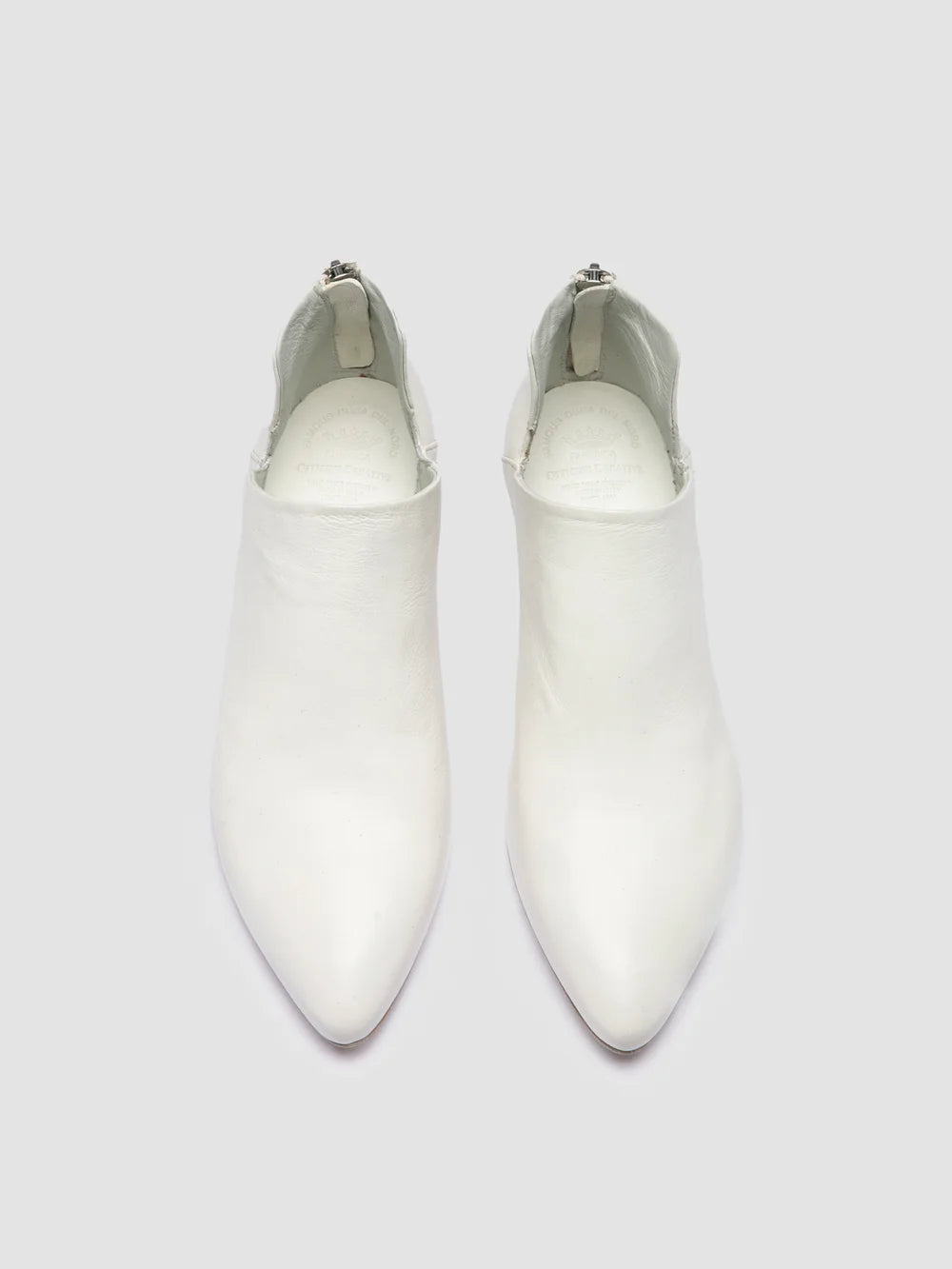 SALLY 037 - White Leather Zip Boots - image 2,side view