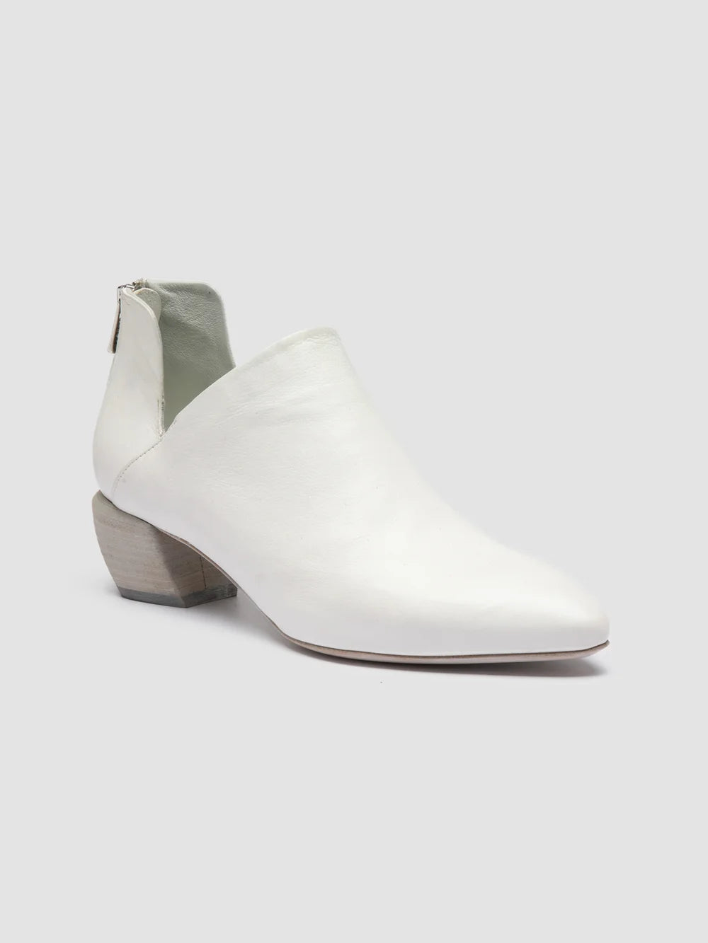 SALLY 037 - White Leather Zip Boots - image 3,side view
