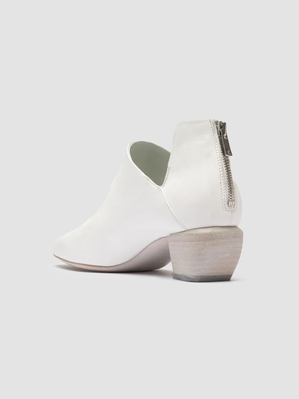 SALLY 037 - White Leather Zip Boots - image 4,side view