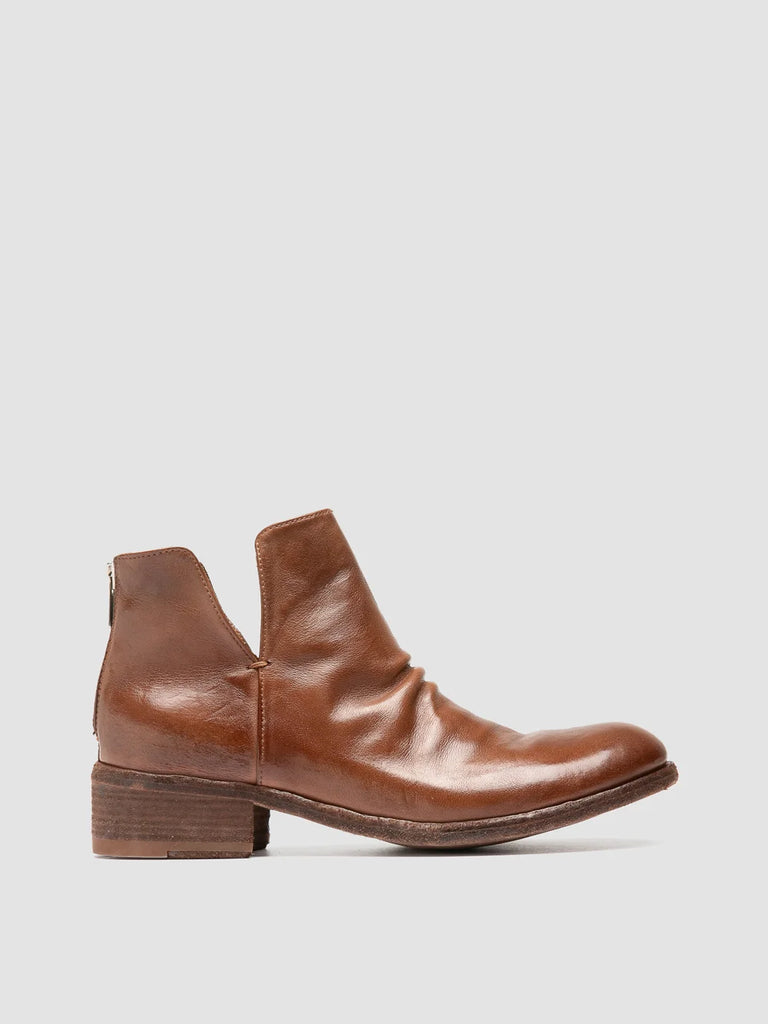 SHANTEL 003 - Brown Leather Zipped Boots