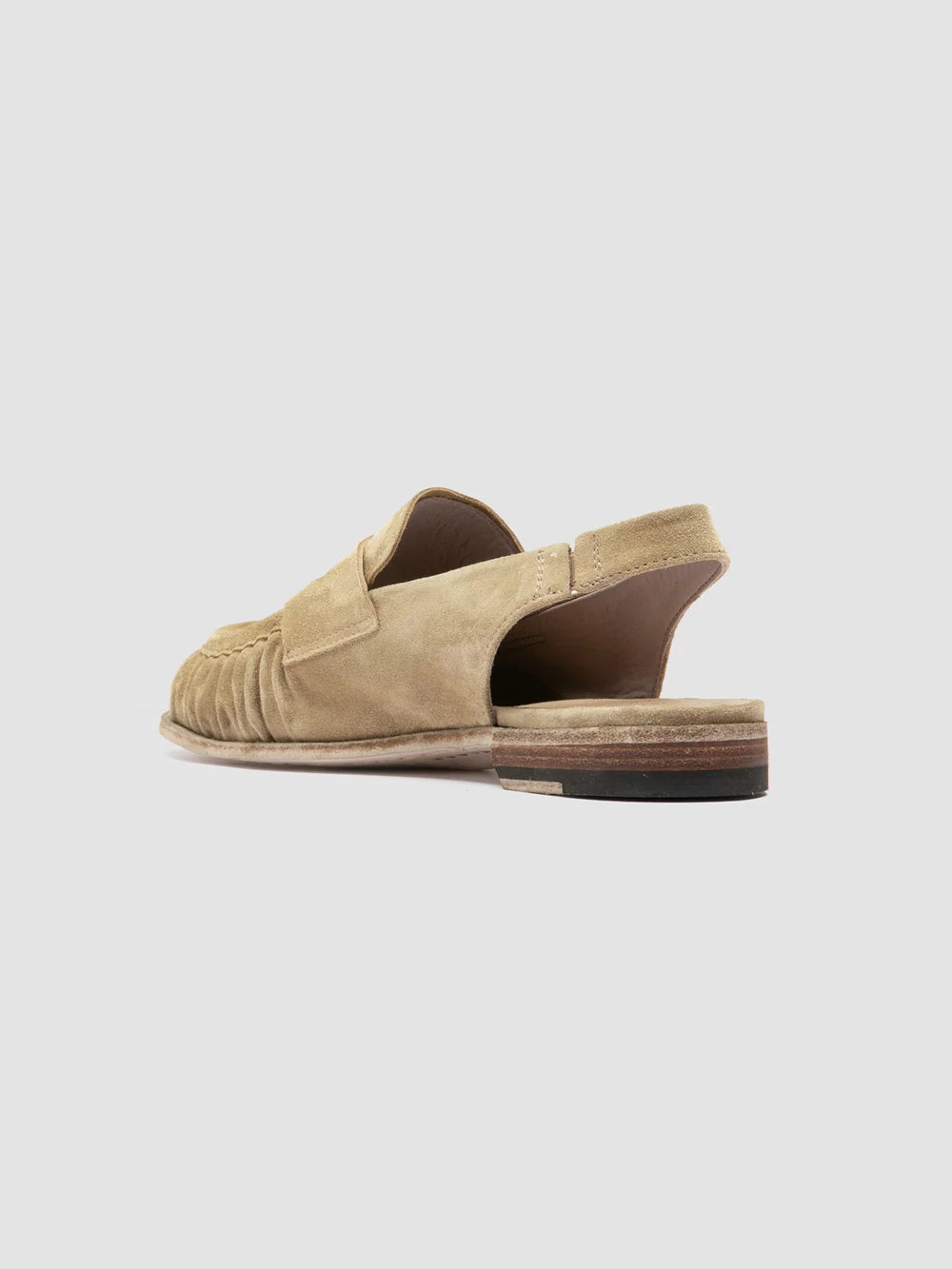 SOLITUDE 102 - Beige Suede Slingback Sandals - image 4,side view