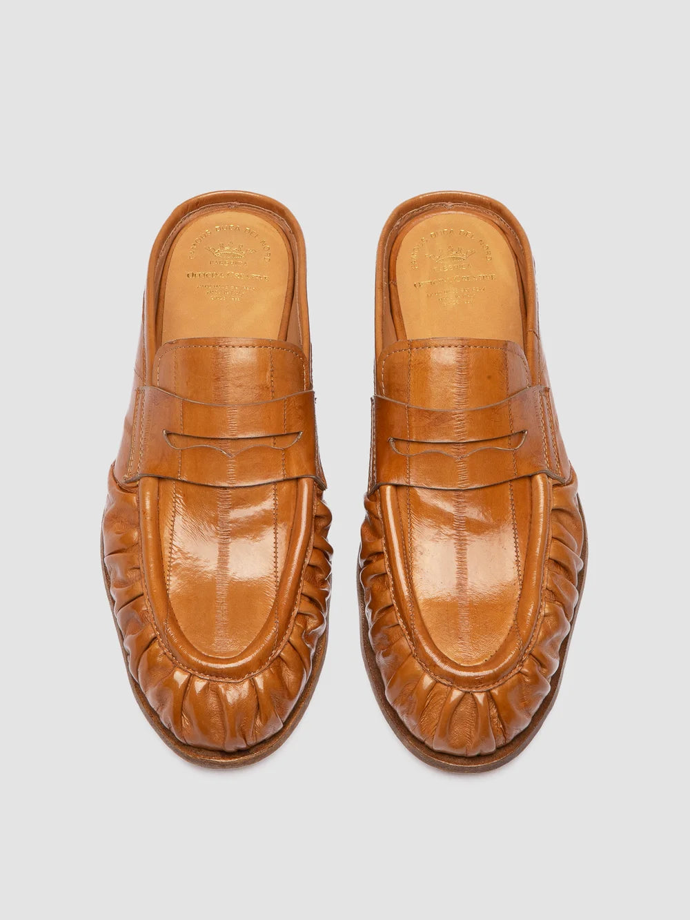 SOLITUDE 112 - Orange Leather Mule Sandals - image 2,side view