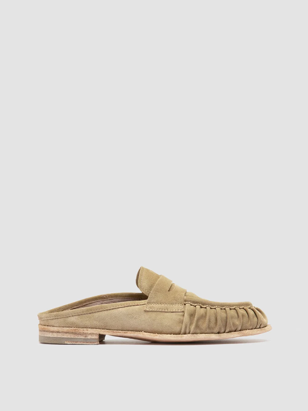 SOLITUDE 112 - Beige Suede Mule Sandals - image 1,side view