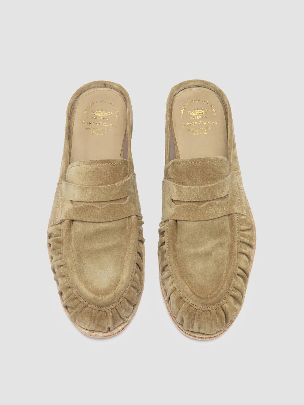 SOLITUDE 112 - Beige Suede Mule Sandals - image 2,side view