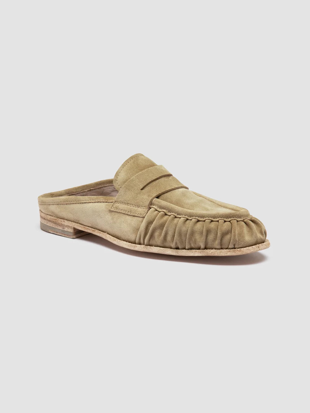 SOLITUDE 112 - Beige Suede Mule Sandals - image 3,side view