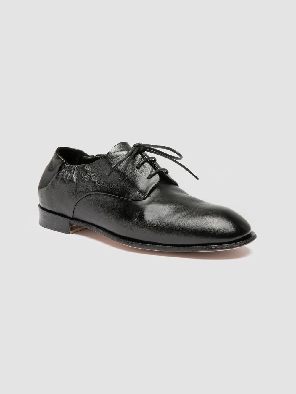 SOLITUDE 114 - Black Leather Derby Shoes - image 3,side view