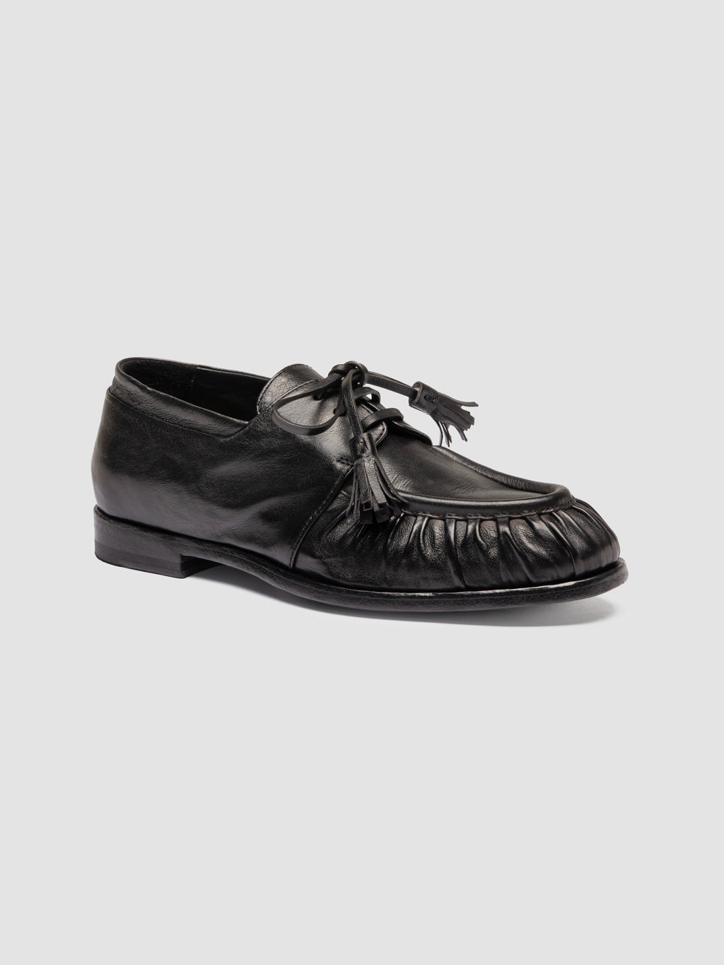 SOLITUDE 116_W - Black Leather Derby Shoes - image 3,side view