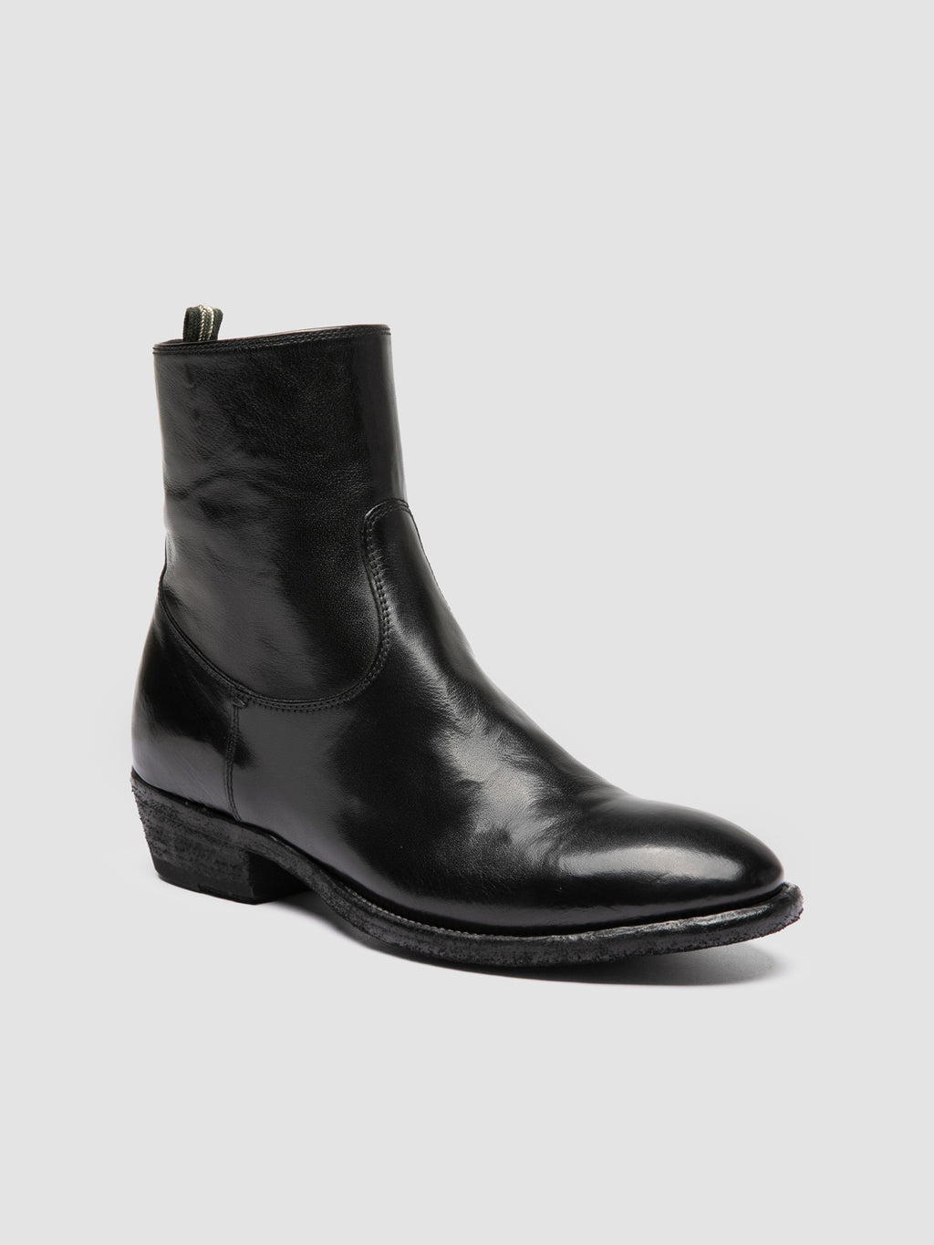 SONEGAL DD 003 - Black Leather Zip Boots - image 3,side view