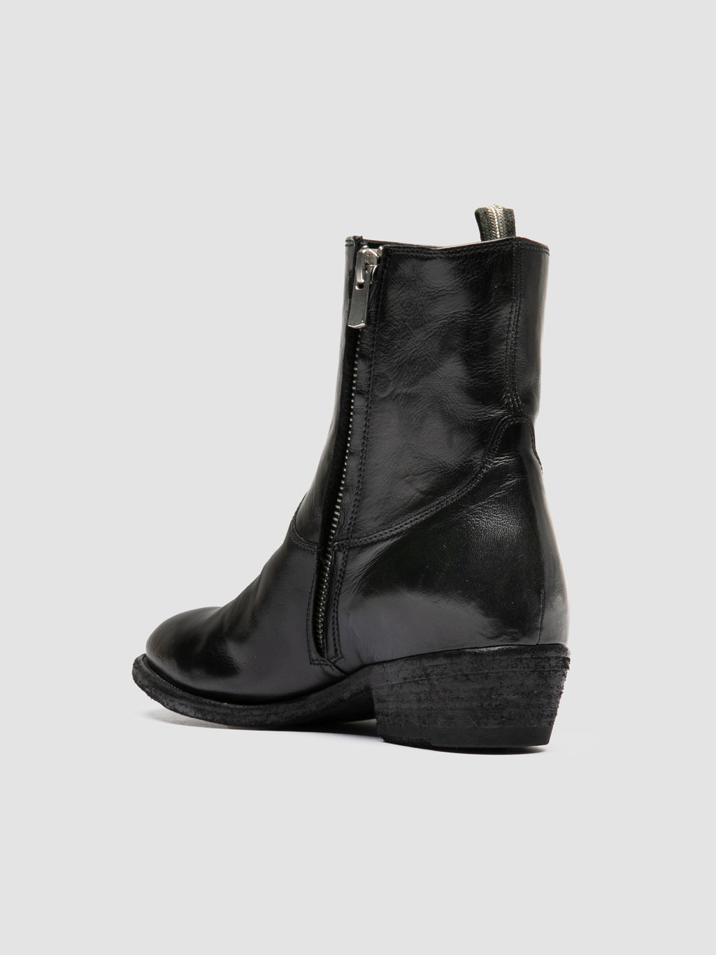 SONEGAL DD 003 - Black Leather Zip Boots - image 4,side view
