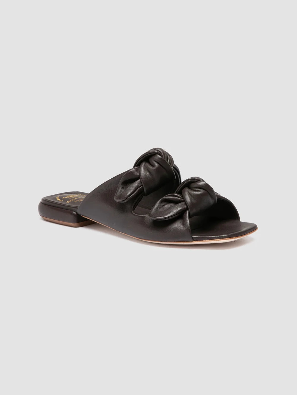 SUKI 006 - Dark Brown Leather Slide Sandals - image 3,side view