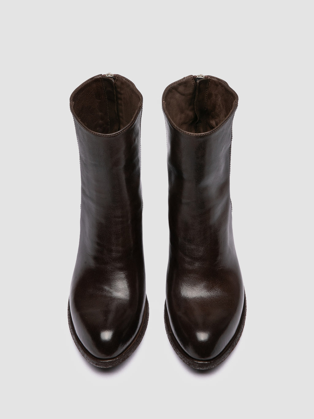 WADE 013 - Brown Leather Zipped Boots - image 2,side view