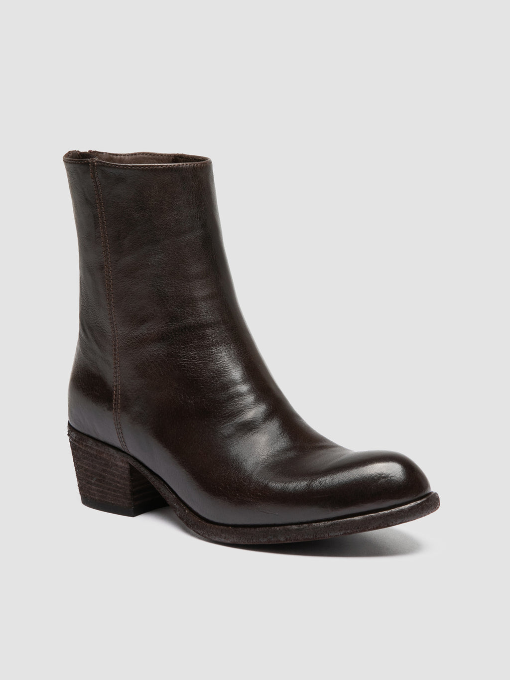 WADE 013 - Brown Leather Zipped Boots - image 3,side view